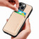 iPhone 15 Pro Max Carbon Fiber Leather Card Magsafe Phone Case - Khaki
