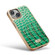 iPhone 15 Pro Max Fierre Shann Crocodile Texture Electroplating PU Phone Case - Green
