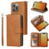 iPhone 15 Pro 9 Card Slots Zipper Wallet Bag Leather Phone Case - Brown