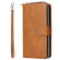 iPhone 15 Pro 9 Card Slots Zipper Wallet Bag Leather Phone Case - Brown