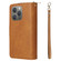 iPhone 15 Pro 9 Card Slots Zipper Wallet Bag Leather Phone Case - Brown