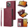 iPhone 15 Pro 9 Card Slots Zipper Wallet Bag Leather Phone Case - Wine Red