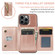 iPhone 15 Pro DG.MING M3 Series Glitter Powder Card Bag Leather Phone Case - Rose Gold