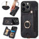 iPhone 15 Pro Retro Skin-feel Ring Multi-card Wallet Phone Case - Black