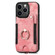 iPhone 15 Pro Retro Skin-feel Ring Multi-card Wallet Phone Case - Pink