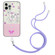 iPhone 15 Bronzing Butterfly Flower TPU Phone Case with Lanyard - Cherry Blossoms