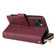 iPhone 15 9 Card Slots Zipper Wallet Bag Leather Phone Case - Wine Red