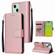 iPhone 15 Multifunctional Horizontal Flip Leather Phone Case with Three Card Slot - Rose Gold