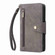 iPhone 15 Rivet Buckle 9 Cards Three Fold Leather Phone Case - Grey