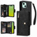 iPhone 15 Rivet Buckle 9 Cards Three Fold Leather Phone Case - Black