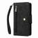 iPhone 15 Rivet Buckle 9 Cards Three Fold Leather Phone Case - Black