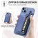 iPhone 15 Zipper Wallet Leather Back Shockproof Phone Case - Blue