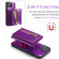 iPhone 15 DG.MING M3 Series Glitter Powder Card Bag Leather Phone Case - Dark Purple