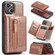 iPhone 15 DG.MING M3 Series Glitter Powder Card Bag Leather Phone Case - Rose Gold