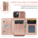 iPhone 15 DG.MING M3 Series Glitter Powder Card Bag Leather Phone Case - Rose Gold