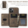 iPhone 15 DG.MING M2 Series 3-Fold Card Bag Wallet Leather Phone Case - Coffee