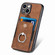 iPhone 15 Retro Skin-feel Ring Card Wallet Phone Case - Brown