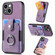 iPhone 15 Retro Skin-feel Ring Card Wallet Phone Case - Purple