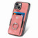 iPhone 15 Retro Skin-feel Ring Card Wallet Phone Case - Pink