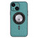 iPhone 15 Cloth Texture MagSafe Magnetic PU Phone Case - Light Green