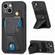 iPhone 15 Carbon Fiber Wallet Flip Card K-shaped Holder Phone Case - Black