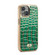 iPhone 15 Fierre Shann Crocodile Texture Electroplating PU Phone Case - Green