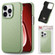 iPhone 15 Pro Litchi Oil Edge Leather Back Phone Case - Tea Green