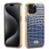 iPhone 15 Pro Fierre Shann Crocodile Texture Electroplating PU Phone Case - Blue