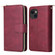 iPhone 15 Plus 9 Card Slots Zipper Wallet Bag Leather Phone Case - Wine Red
