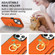 iPhone 15 Plus Ring Card Litchi Leather Back Phone Case - Orange