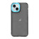 iPhone 15 Plus Color Contrast Lens Frame Transparent TPU Phone Case - Black + Sky Blue