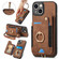 iPhone 15 Plus Retro Skin-feel Ring Multi-card Wallet Phone Case - Brown