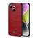 iPhone 15 Plus SULADA Shockproof TPU + Handmade Leather Phone Case - Red