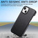 iPhone 15 Plus Litchi Oil Edge Leather Back Phone Case - Black