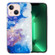 iPhone 14 IMD Shell Pattern TPU Phone Case - Sky Blue Purple Marble