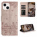iPhone 14 Cat Embossing Pattern Leather Phone Case with Lanyard - Grey