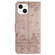 iPhone 14 Cat Embossing Pattern Leather Phone Case with Lanyard - Grey