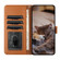 iPhone 14 Cat Embossing Pattern Leather Phone Case with Lanyard - Brown
