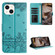 iPhone 14 Cat Embossing Pattern Leather Phone Case with Lanyard - Blue