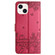 iPhone 14 Cat Embossing Pattern Leather Phone Case with Lanyard - Red