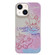 iPhone 14 Painted Pattern PC Phone Case - Pink Line Bunny