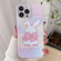 iPhone 14 Painted Pattern PC Phone Case - Pink Bowknot Bunny