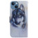 iPhone 14 Coloured Drawing Flip Leather Phone Case - White Wolf