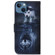 iPhone 14 Coloured Drawing Flip Leather Phone Case - Wolf and Dog