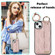 iPhone 14 Non-slip Full Coverage Ring PU Phone Case with Wristband - Rose Gold