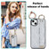 iPhone 14 Non-slip Full Coverage Ring PU Phone Case with Wristband - Silver