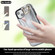 iPhone 14 Non-slip Full Coverage Ring PU Phone Case with Wristband - Silver