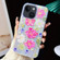 iPhone 14 Electroplated Color Film TPU + PC Phone Case - Red Flowers