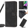iPhone 14 / 13 Skin Feel Stripe Pattern Leather Phone Case with Lanyard - Black