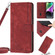 iPhone 14 / 13 Skin Feel Stripe Pattern Leather Phone Case with Lanyard - Red